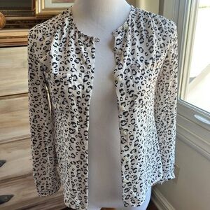 LOFT Black and White Animal Print Blouse